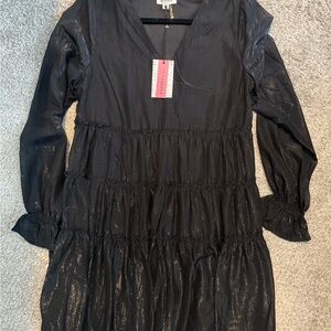 ANDREE BY UNIT Women’s Shimmering Black Babydoll Dress Size Small